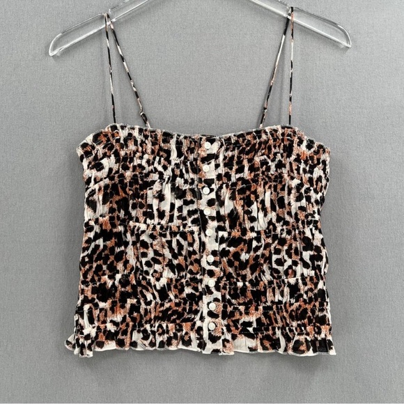 FREE PEOPLE ONE Shirt Womens Small Black White Printed Meridian Corset Top - Picture 4 of 5